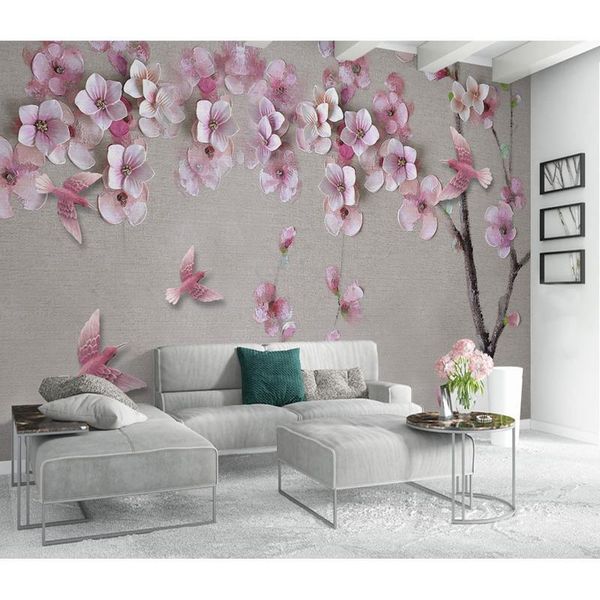 

wallpapers embossed wall papers pink flower po wallpaper mural 3d living room bedroom carta da parati self adhesive /silk