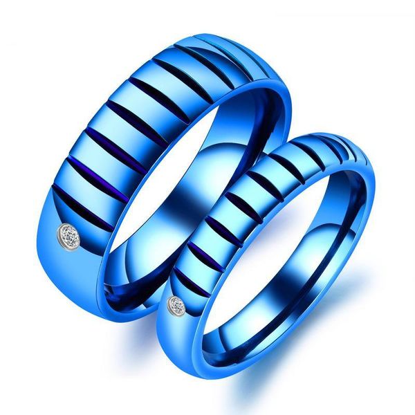 

wedding rings blue couples for lover fashion jewelry solid polished male female women men us size 5 6 7 8 9 10, Slivery;golden