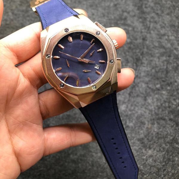 

2-10mens gold watches leather strap screw embedded in rubber case design business models sports luxury fashion brand quartz chronograph, Slivery;brown