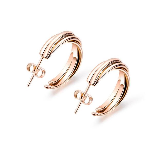 

stud trendy rose gold color stainless steel earrings for women fashion jewelry girls female friend birthday gift wholesale, Golden;silver