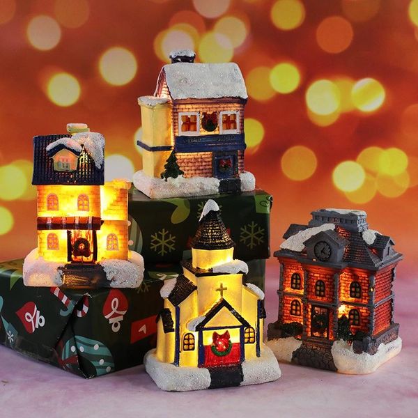 

decorative objects & figurines christmas decorations resin small house micro landscape creative luminous