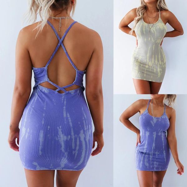 

women's summer suspenders printed halter waist mini dress casual dresses, Black;gray