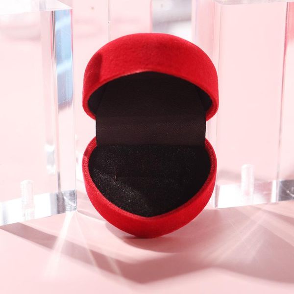 

jewelry pouches, bags fashion velvet red heart shape ring box engagement wedding display gift holder for lover packaging, Pink;blue
