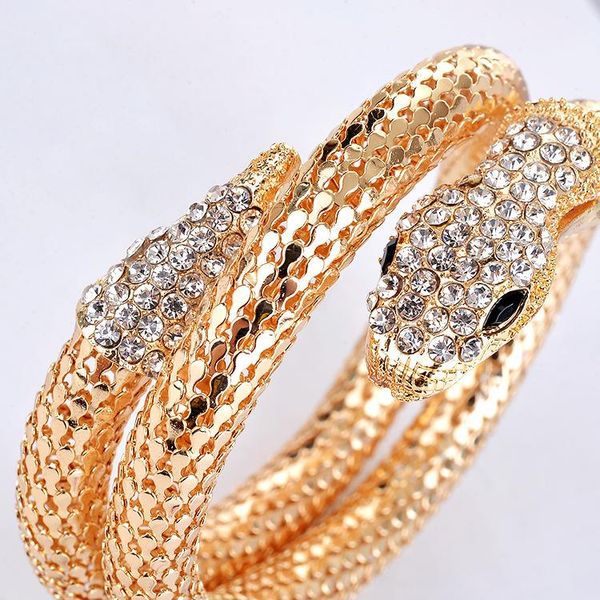 

bangle exaggerated personality punk bracelet wholesale nightclub style for women diamond multi-strand snake gifts, Black