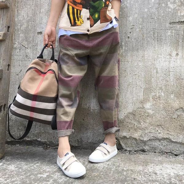 

women's pants & capris vintage colored stripes denim harem female elastic waist casual jeans mori girl, Black;white