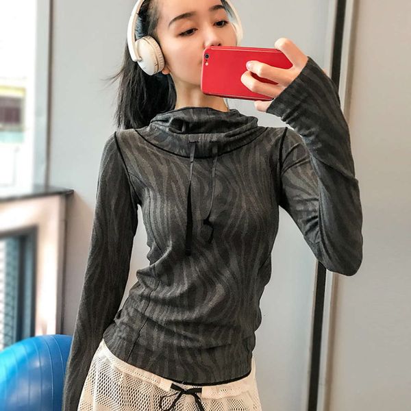 

women's tracksuits tracksuitswomen tracksuitshooded high elastic fitness coat blouse quick drying yoga women's long sleeve suit au, Gray