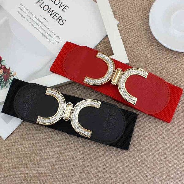 

2021 low price wholesale fashion female elastic stretch black belt for women metal buckle cummerbund cinch waistband dress clothing accessor, Black;brown