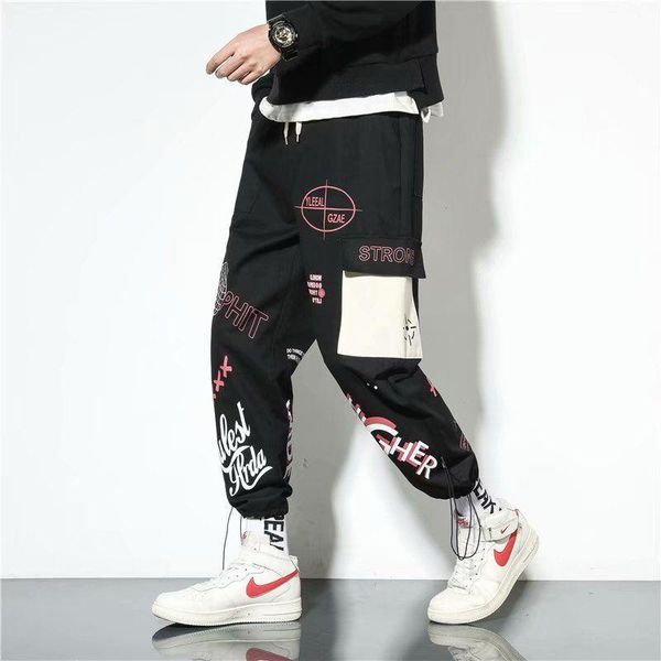 

men's joggers plaid pants man black cotton comfortable pant summer casual streetwear loose trouser japanese trendy sweatpants