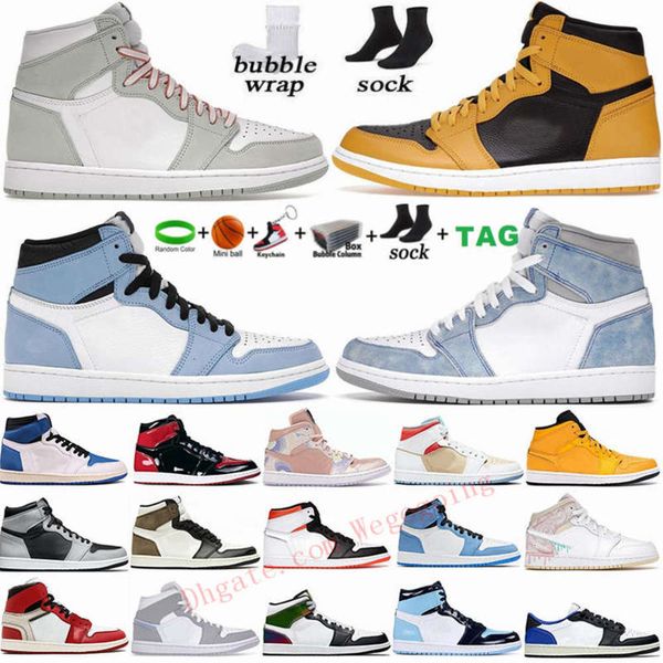 

jumpman 1 basketball shoes mid wolf grey seafoam university blue hyper royal high mocha mens sneakers 1s low unc electro orange womens, Black