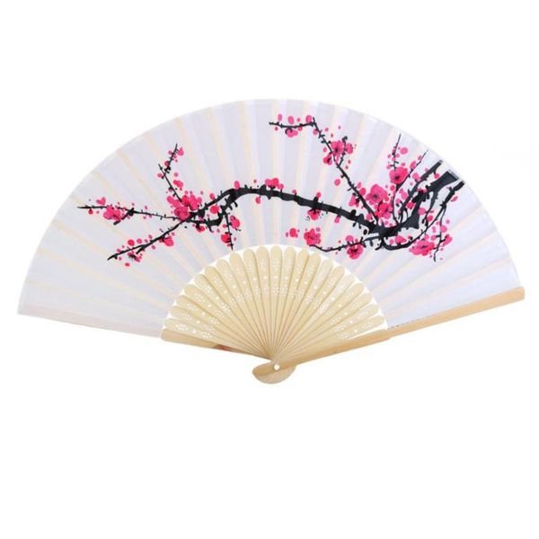 

other home decor cloth fabric wooden folding hand fan plum blossom pattern