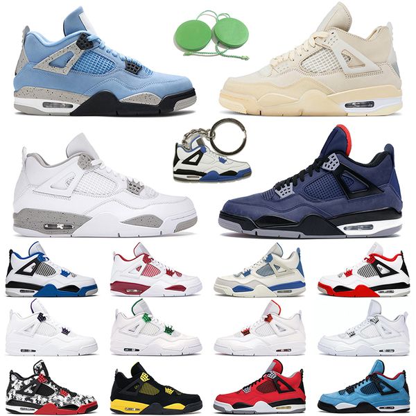 

4 loyal blue mens basketball shoes 4s white oreo black cat cactus jack men trainer sports sneakers, White;red
