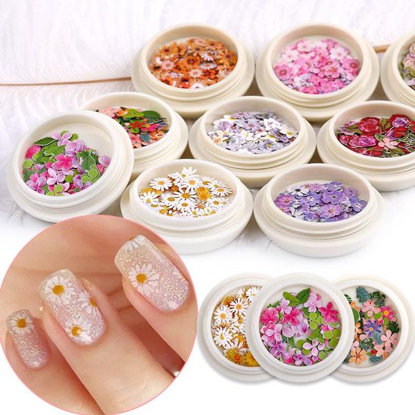 

nail art decorations 30pcs accessories daisy flowers and leaves mixed pastes ultra thin wholesale, Silver;gold