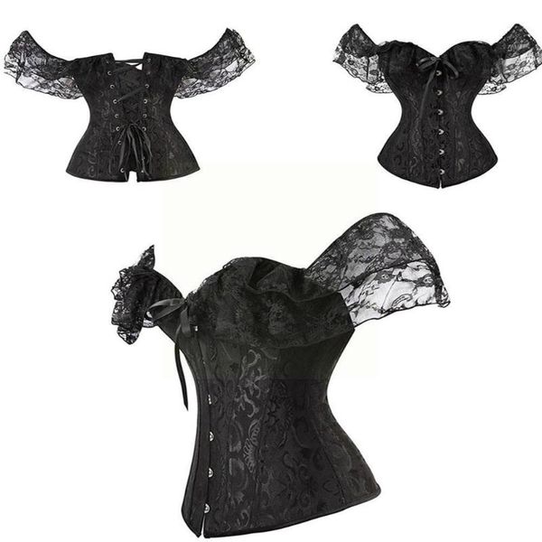 

waist support women short sleeve corset color tie-up boat neck close-fitting crop 2021 black cropped white/ n4a7, Black;gray