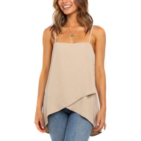 

women's tanks & camis women fashion simple sling ladies summer tank casual irregular hem holiday sleeveless shirts 2021, White