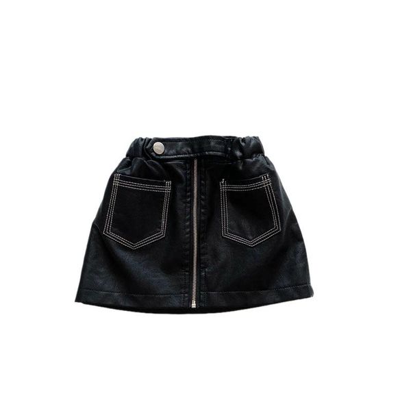 

baby girl fashion cool pu black skirts hip leather skirt girls kids children spring autumn summer clothes, Blue