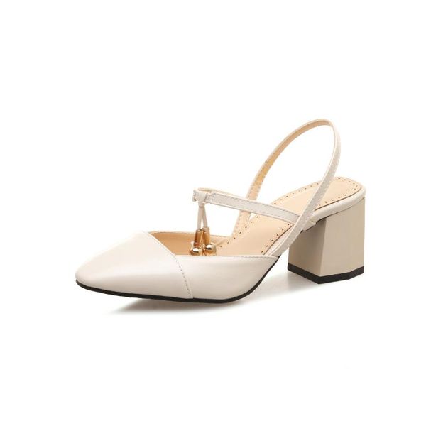 

spring and summer pointed thick with sandals high heels elegant size code 32-46 hollow female shoes tide 1815, Black