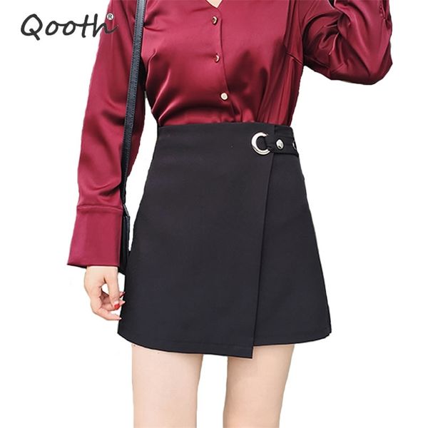 

qooth skirt harajuku girly asymmetrical black saia school student faldas autumn short qh1464 210609