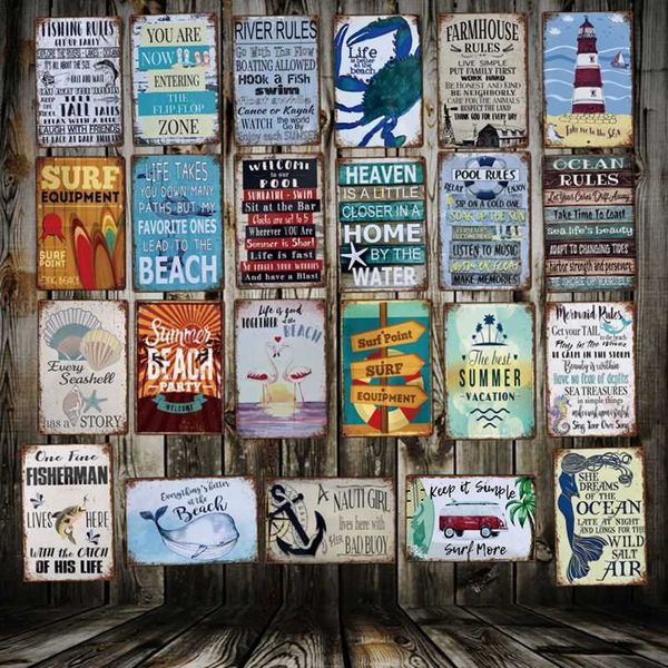 

affiche en mÃ©tal pour pÃªcheur de mer et ocÃ©an, vintage, pub, peinture en fer rÃ©tro, affiche d'art, 20x30 cm