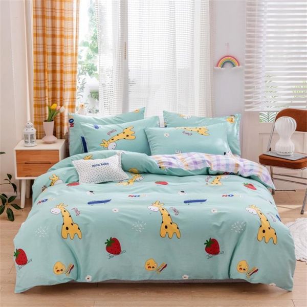 

printed all four piece net red small frh pure cotton twill student's single and double set bedding