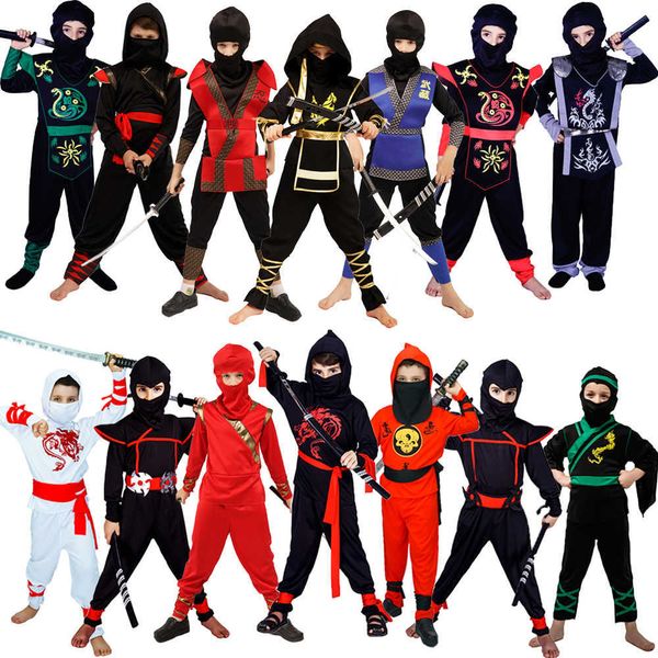 Junge Ninja Kostüme Cosplay Klassische Halloween Ninja Kleidung Cosplay Purim Kinder Uniformen Party Q0910
