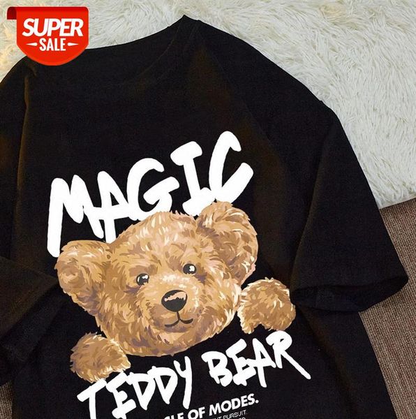 

fashion -5xl plus size women summer bear print loose short-sleeved t-shirt #vo4x, Black;gray