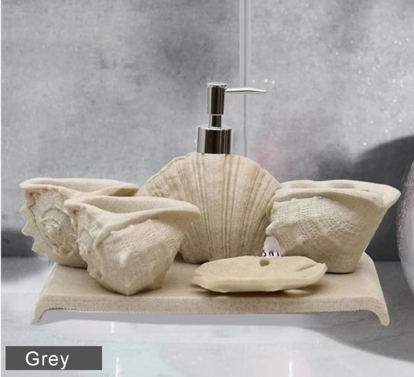

bath accessory set shell shape bathroom accessories resin toothbrush holder toothpaste dispenser cup soap dish decoration