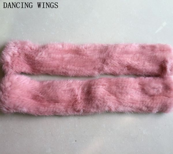 

mittens 100% genuine real mink fur fingerless gloves 40cm for women knitted natural fur gloves warm winter mittens lzx5, Blue;gray