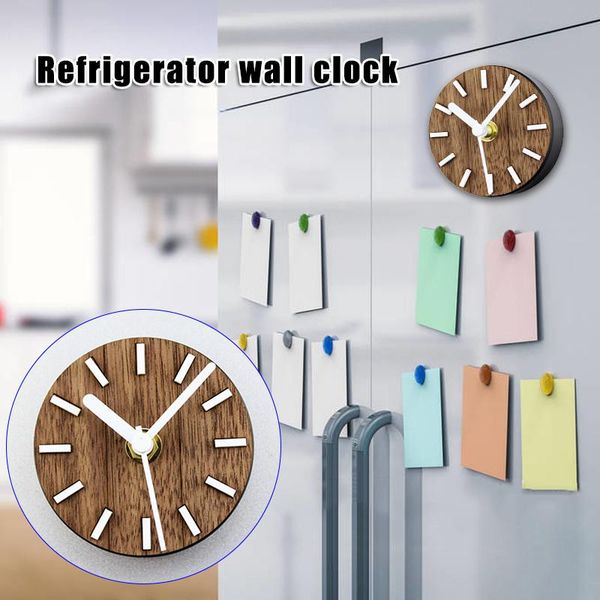 

wall clock non ticking battery operated magnet refrigerator kitchen simple small round sticker home decorations hogard clocks