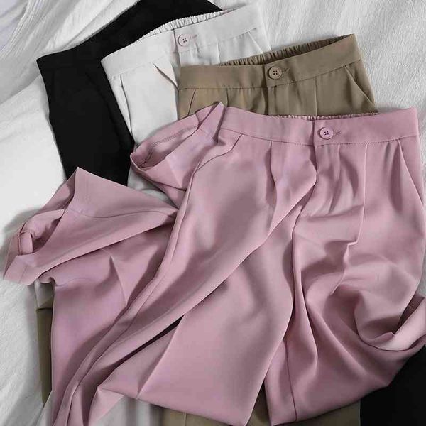 

women's pants & capris fashion draping high-waist straight-leg pants wild loose slim spring korean solid color trousers elegant su, Black;white