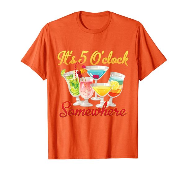 

it's 5 o'clock somewhere tshirt funny wine lover, White;black