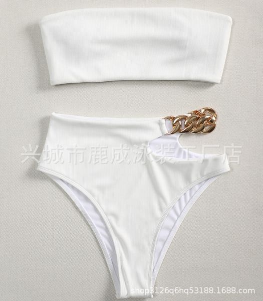 

women's new bra swimsuit split high bikini waist solid color 2021, White;black