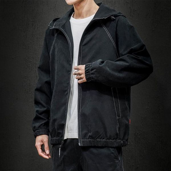 

men's jackets hip hop jacket men 2021 casual japanese style spring coat windbreaker streetwear loose, Black;brown