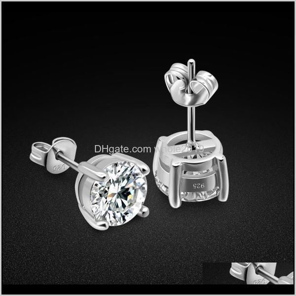 

stud drop delivery 2021 womens original 925 sier charm jewelry luxury cubic zircon inlaid earrings cocktail party aessories 6-8mm xdfph, Golden;silver