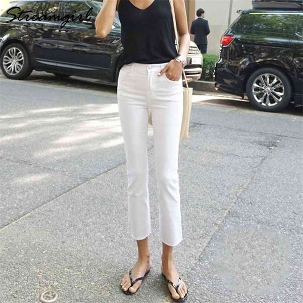 

streamgirl white jeans for women skinny autumn denim pants s straight black woman high waist ankle 210809, Blue