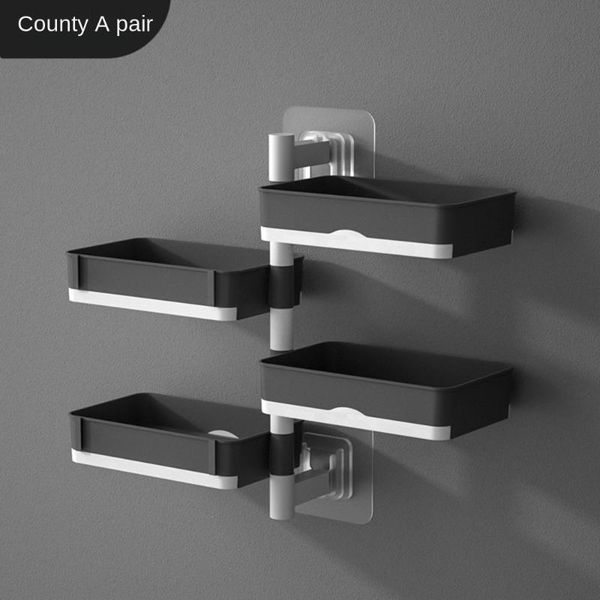 

bath accessory set three toilet soap laundry box shelf non suction perforated wall layer mounted drain cup rotary double
