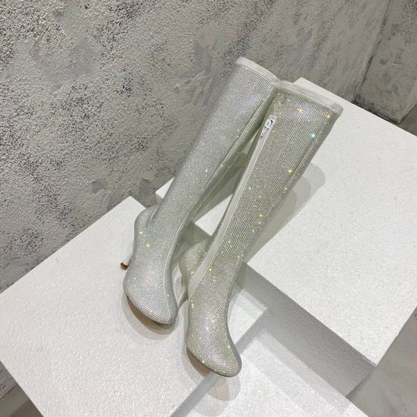 

fashion long-tube women's shoes designer comfortable brand high-heeled luxury party shiny women's boots, Red;white