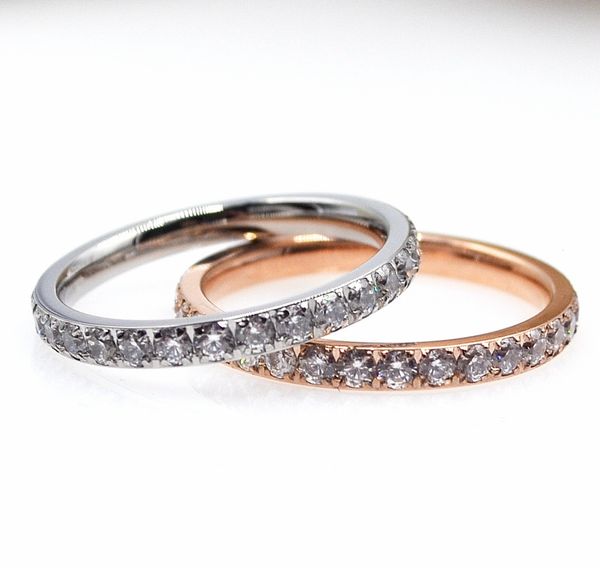

valentine's day gift flash titanium steel plated rose gold full diamond female finger ring, Silver