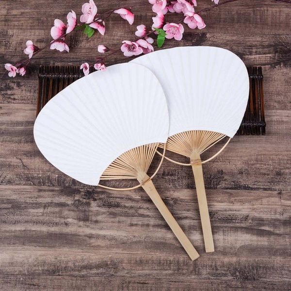

other home decor 1pc pai bambu pure white bamboo handle blank calligraphy painting group fan summer wholesale drop