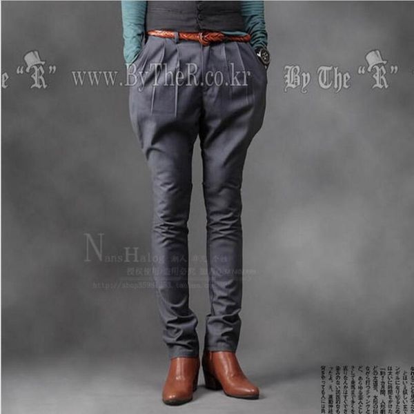 

27-44 2021 men's clothing gd hair stylist fashion male western-style trousers suit pants harem plus size costumes, Black