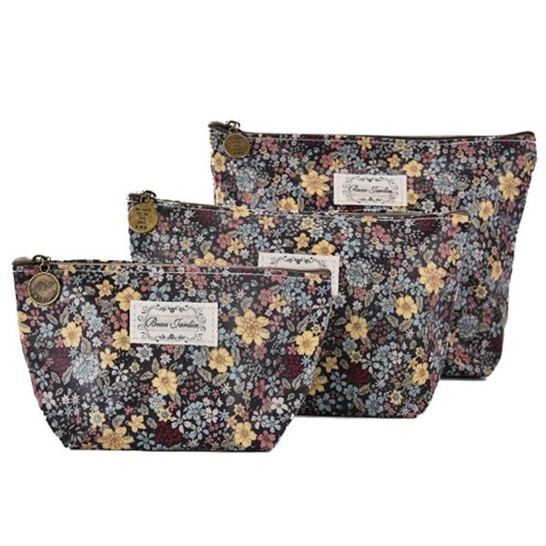 

storage bags ladies flower cosmetic bag wash portable waterproof canvas zipper handbag travel