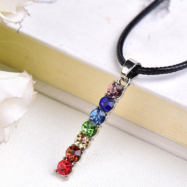 

seven chakras zircon pendant colourful ornaments necklace fashion simple love gems for jewelry ladies gifts party favor