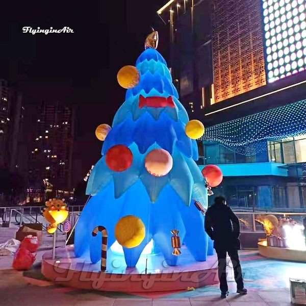 Decorações de inverno ao ar livre 7m de altura que ilumina a árvore de Natal inflável com enfeites para shopping center e evento de parque