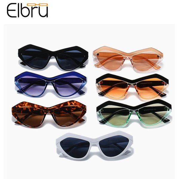 

sunglasses elbru fashion vintage triangle cat eye men women contrast color irregular uv400 sunshade colorful hd lens sun glasses, White;black