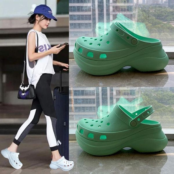 

slippers 2021 women 's sandals thick-soled night reflective hole shoes summer outdoor wear beach, Black