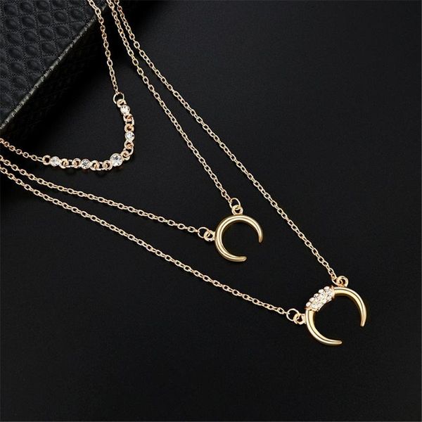 

pendant necklaces fashion multilayer chain moon personalized girl necklace women trendy choker jewelry lady collier accesorios mujer a1, Silver