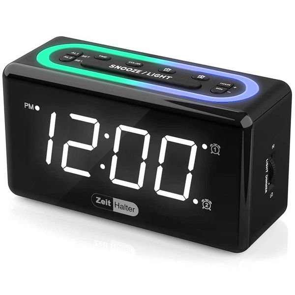 

other clocks & accessories digital alarm clock for bedrooms - 0-100% dimmer, dual with 7 color night light, easy to set, snooze, usb charger