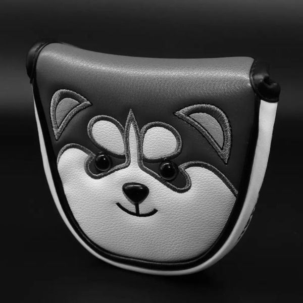 

golf putter cover mallet headcovers leather magnetic high-grade embroidery cute dog club head covers complete set of clubs