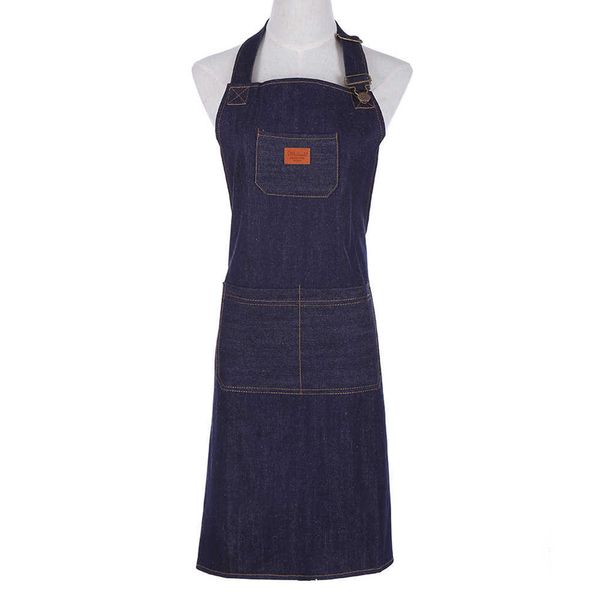 Grembiule da cuoco in denim per uomo Cucina da cucina unisex Grembiuli da barbecue per donna Grembiule da lavoro da lavoro Grembiule da lavoro Jean Smocks regolabile 210622