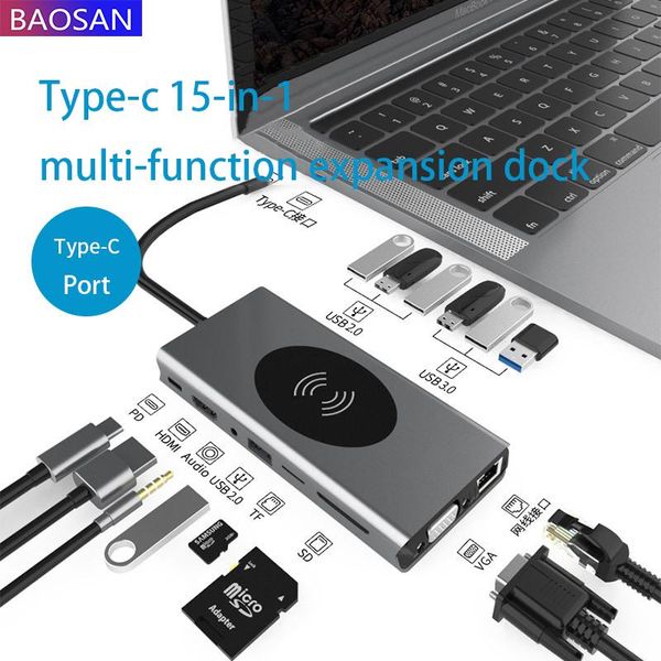 

hubs type-c 15 1 bonded to expand the dock docking hub charge wireless notebook converter