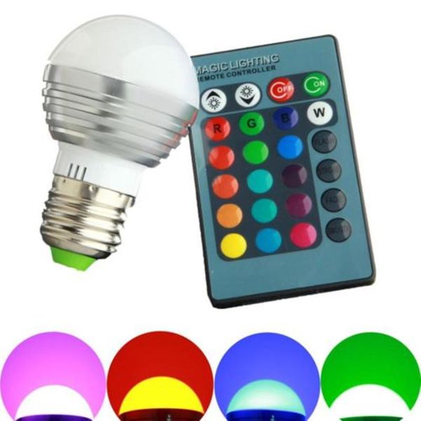 

bulbs remote control led rgb bulb e27 e14 candle lamp 85-265v 3w spotlight magic holiday lighting+ir 16 colors
